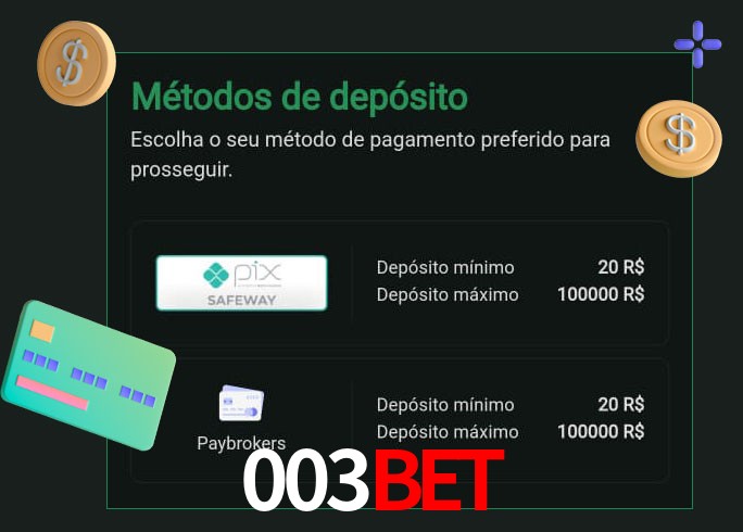 O cassino 003Bet oferece uma grande variedade de métodos de pagamento